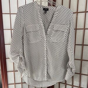 Jones New York Black and White Polka Dot Blouse PTP 22 inches